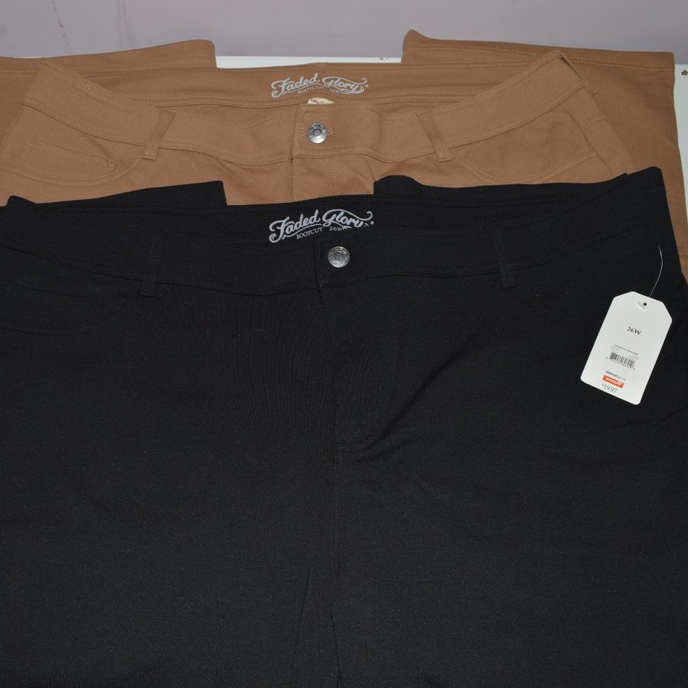 2 Pair Faded Glory Bootcut Ponte Pants Size 26W